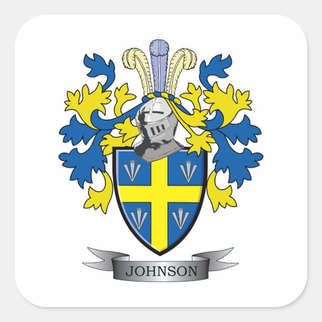 Johnson Coat of Arms Quadratischer Aufkleber (Vorderseite)