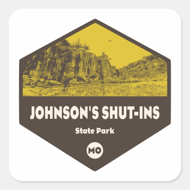 Johnsons Shut-Ins Staat Park Missouri Quadratischer Aufkleber (Vorderseite)