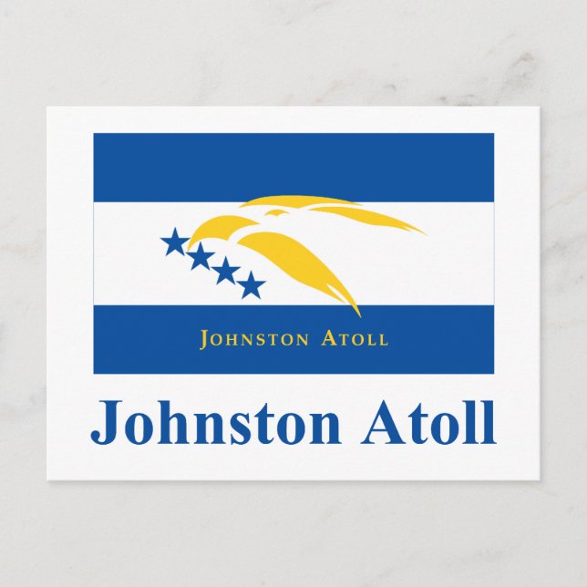 Johnston Atoll Flag mit Namen Postkarte (Vorderseite)