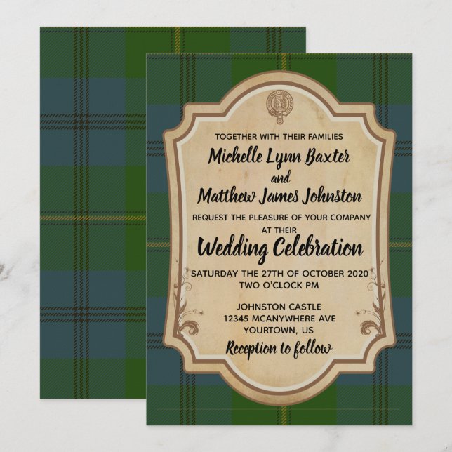 Johnston Tartan Faire-part de mariage (Devant / Derrière)