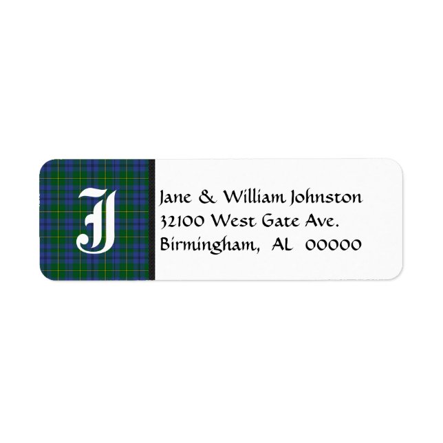 Johnston Tartan Kariert Monogram Address Labels (Vorne)