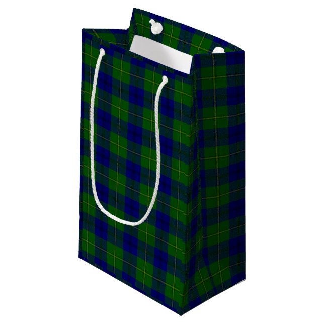 Johnstone tartan blue kariert kleine geschenktüte (Vorderseite Schrägansicht)