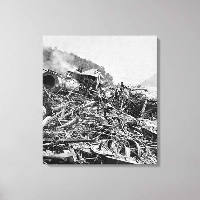 Johnstown Flood Train Wreck Vintag 1889 Leinwanddruck (Vorderseite)