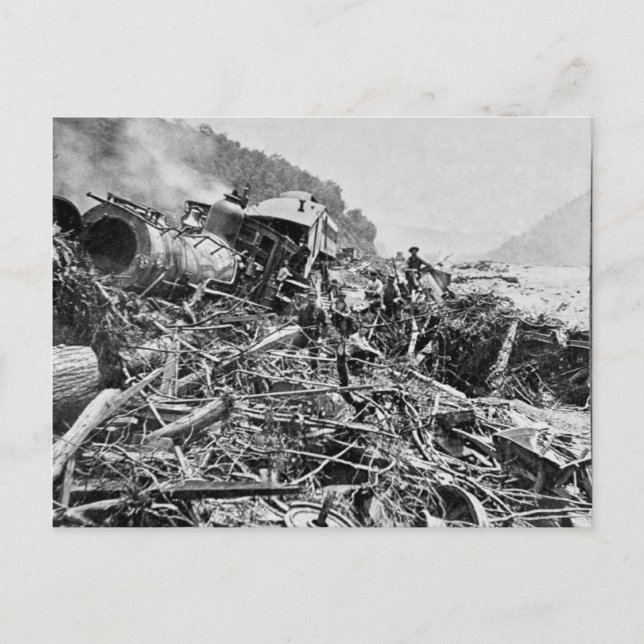 Johnstown Flood Train Wreck Vintag 1889 Postkarte (Vorderseite)