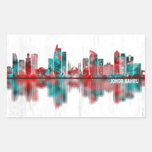 Johor Bahru Malaysia Skyline Rechteckiger Aufkleber