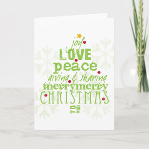 Joie, Amour, Carte Arbre de Noël de la Paix