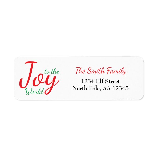 Joie au Étiquette de adresse mondial de Noël (Devant)