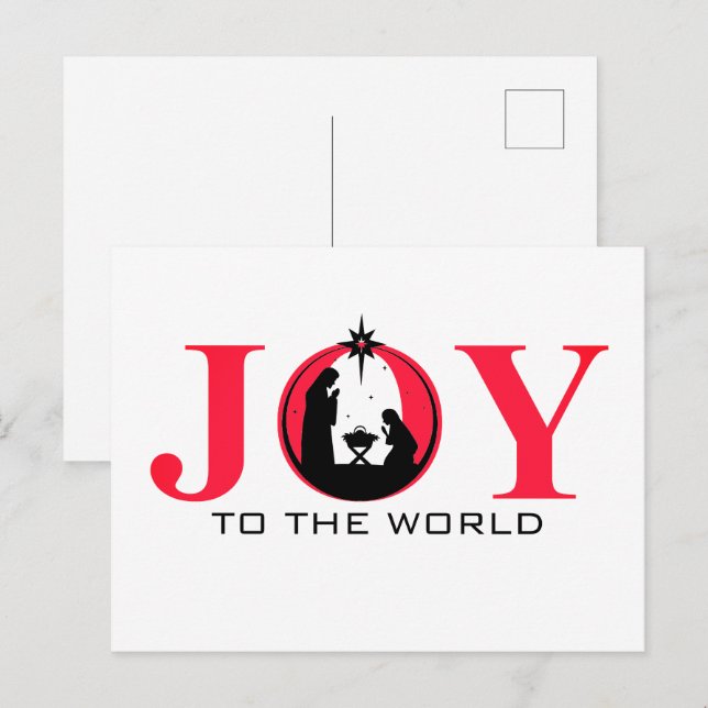Joie au monde Nativité Carte postale de Noël (Devant / Derrière)