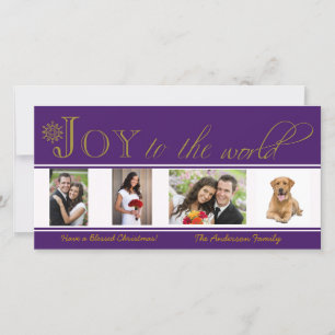 Joie au monde violet carte photo de Noël