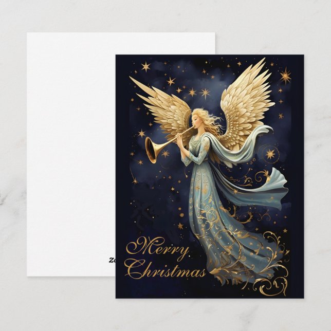 Joie céleste dans la carte de Noël du Blue Angel (Devant / Derrière)