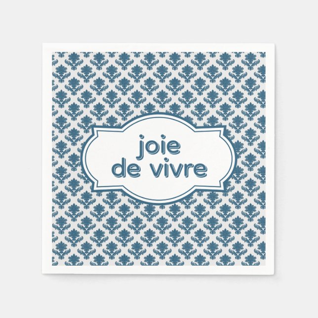 Joie De Vivre Elegant French Tapestry Blue White Serviette (Vorderseite)
