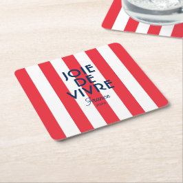 Joie De Vivre France Red Cabana Stripe Französisch Rechteckiger Pappuntersetzer