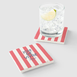 Joie De Vivre France Red Cabana Stripe Französisch Steinuntersetzer