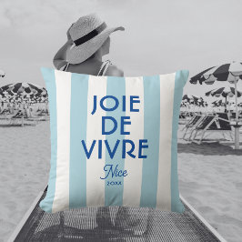 Joie De Vivre Nice Blue Cabana Stripe Französisch Kissen