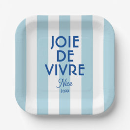 Joie De Vivre Nice Blue Cabana Stripe Französisch Pappteller