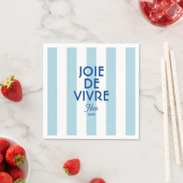 Joie De Vivre Nice Blue Cabana Stripe Französisch Serviette