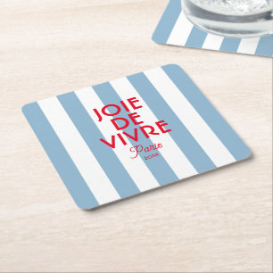 Joie De Vivre Paris French Blue Cabana Stripe Rechteckiger Pappuntersetzer