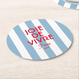 Joie De Vivre Paris French Blue Cabana Stripe Runder Pappuntersetzer