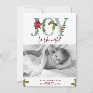 joie pour le monde noël nouveau bébé carte photo