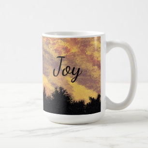 Joie - tasse "de pins d'or de coucher du soleil"