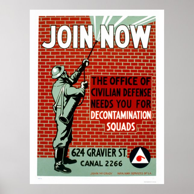 Join Civil Defense Decontamination Squads 1943 WPA Poster (Vorne)