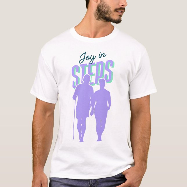 Join in Steps Walking Together in Blue und Celadon T-Shirt (Vorderseite)