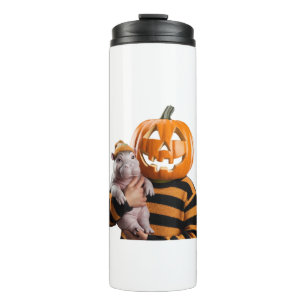 Join Moo Deng für Halloween Spooks and Fun! Long S Thermosbecher