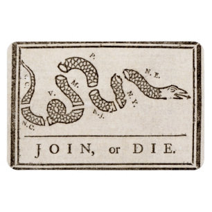 Join oder Die Rattlesnake: Cartoon Benjamin Frankl Magnet