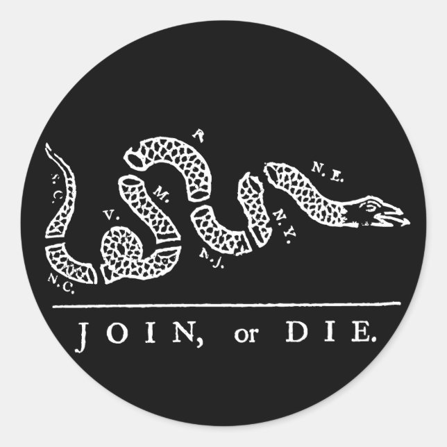 Join oder Die Runder Aufkleber (Vorderseite)