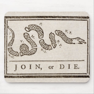 Join or Die Klapperschlange: Cartoon von Benjamin  Mousepad