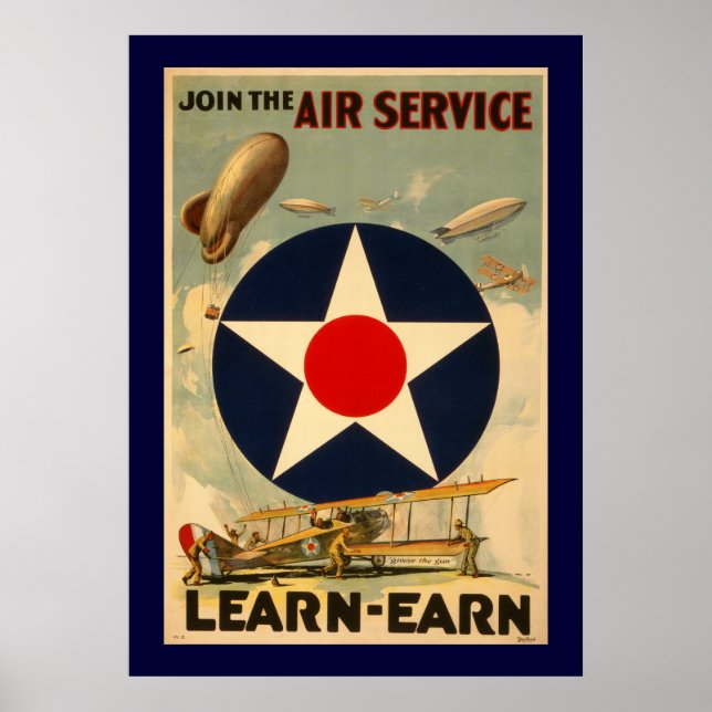 Join The Air Service "Learn-Earn" (Blue Border) Poster (Vorne)