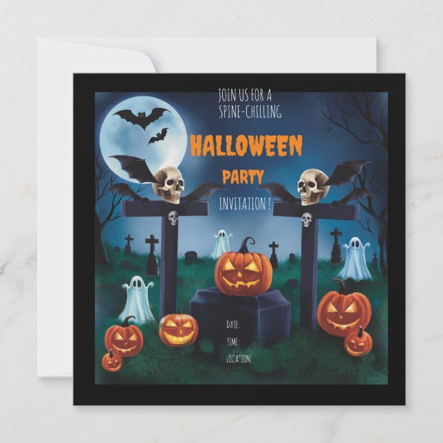 "Join the Spooky Night Friedhof Halloween-Party" Einladung (Vorderseite)