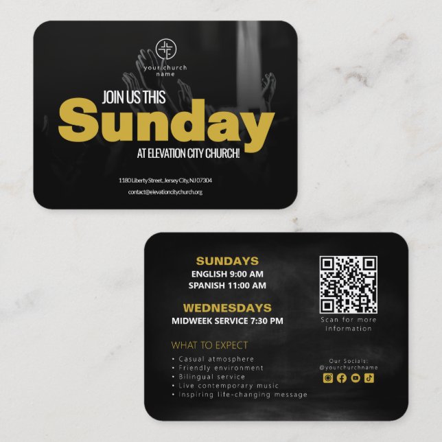 Join Us Church Invitation Calling Card Template Telefonnummerkarte (Vorne/Hinten)