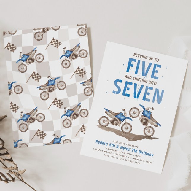 Joint 5th & 7th Dirt Bike Birthday Invitation (Créateur téléchargé)