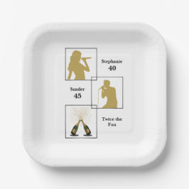 Joint Birthday Double the Fun White Gold Pappteller