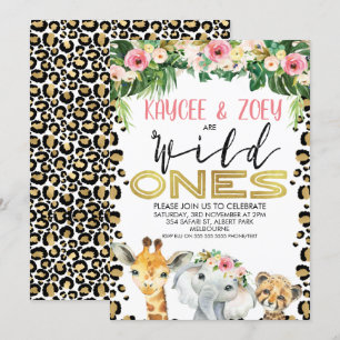 Joint Cheetah Floral Wild Ones Einladung zum Gebur