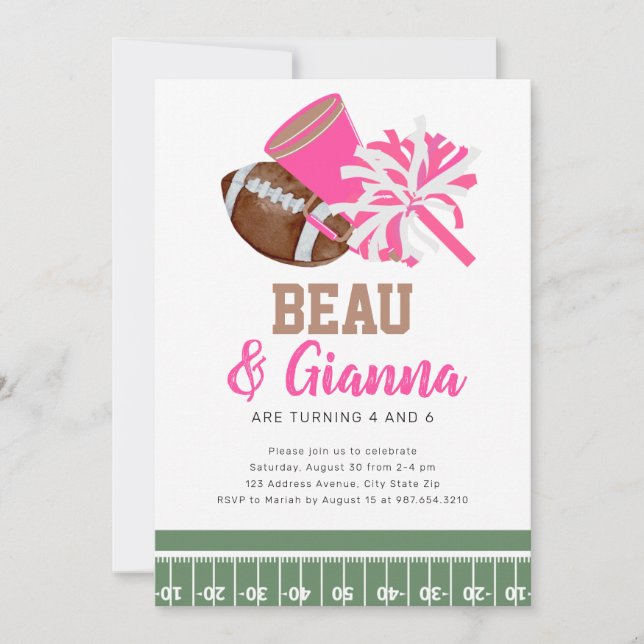 Joint Combined Birthday Party Invitation Boy Girl Einladung (Vorderseite)