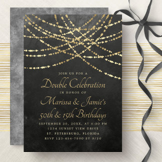 Joint Double String Lights Black Gold Einladung