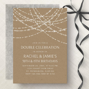 Joint Double String Lights Kraft Birthday Einladung