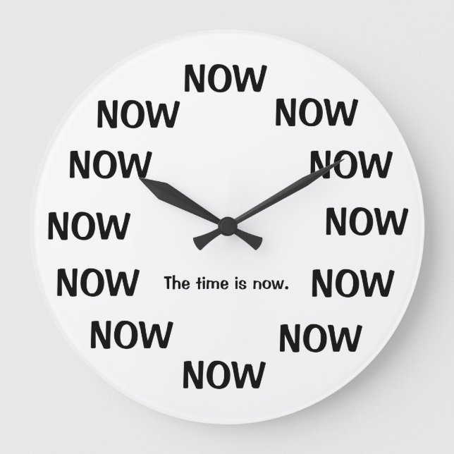 Joke Clocks The Time Is Now Joke Clock Große Wanduhr (Vorderseite)