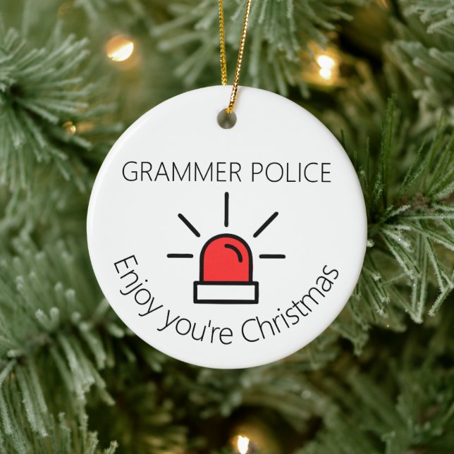 Joke Grammar Polizei Geheimsanta Geschenk Keramik Ornament (Baum)