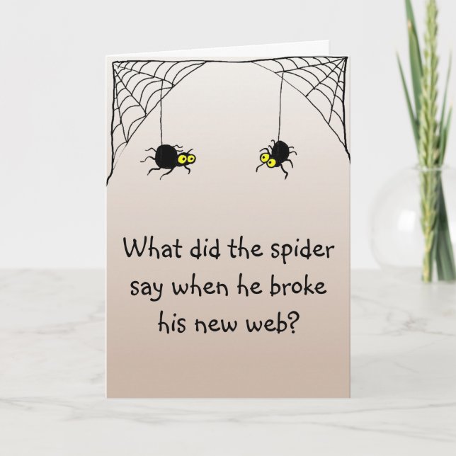 Joke Halloween Was hat die Spinne gesagt? Karte (Vorderseite)