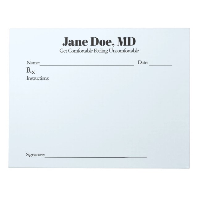 Joke-Rezept-Pad - 8.5" x 11" Notepad Blau Notizblock (Vorderseite)