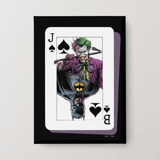 Joker and Batman Spade Playing Card Illustration Button (Vorderseite)