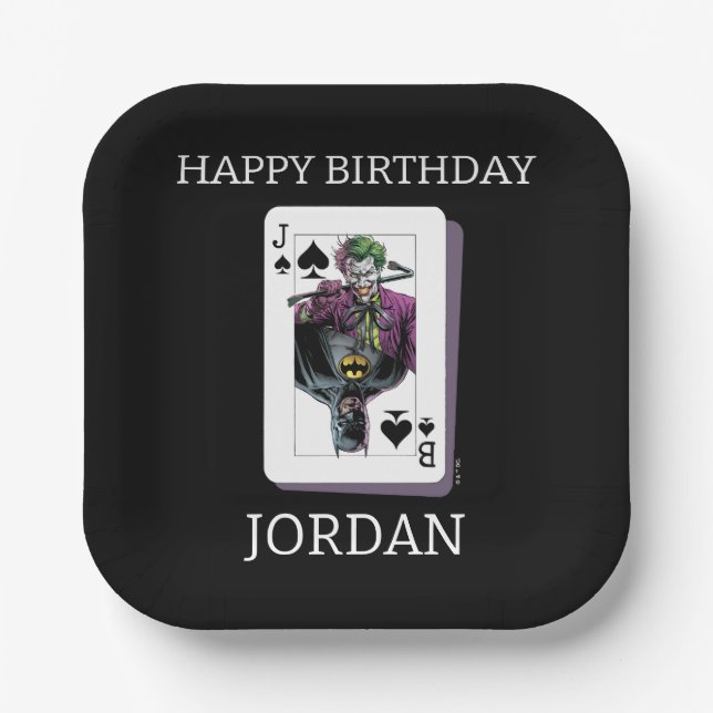 Joker and Batman Spade Playing Card Illustration Pappteller (Vorderseite)