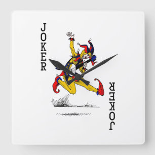 Joker Card Clown Tanzmusik Banjo Guitar Quadratische Wanduhr