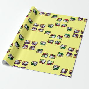 Joker farbige Hüte gelb Geschenkpapier