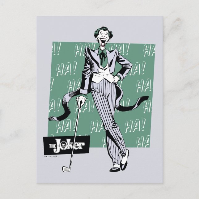 Joker mit Golfclub Postkarte (Vorderseite)