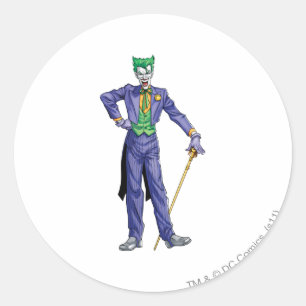 Joker steht mit Cane Runder Aufkleber