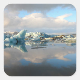 Jokulsarlon-Eisberg-Spiegelaufkleber Quadratischer Aufkleber